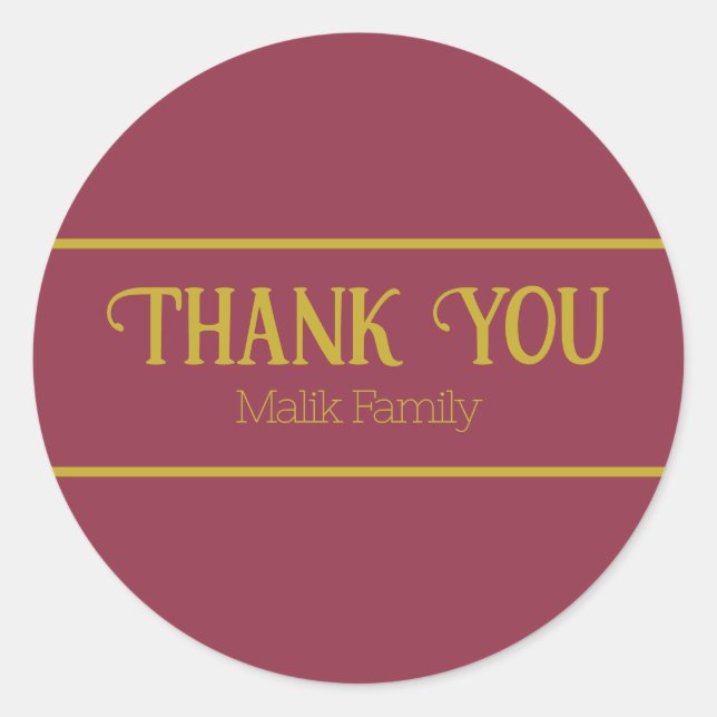 Adesivo Redondo Muito Obrigado, Luxurioso Cor Sólida Vermelha Pers (Frente)