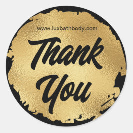 Adesivo Redondo Muito Obrigado, Luxury Black Gold Foil Moderno.