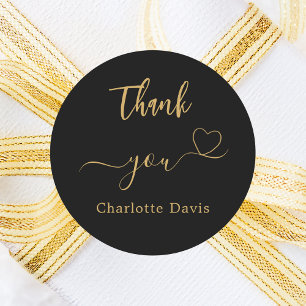 Adesivo Redondo Muito obrigado, meu nome de ouro negro