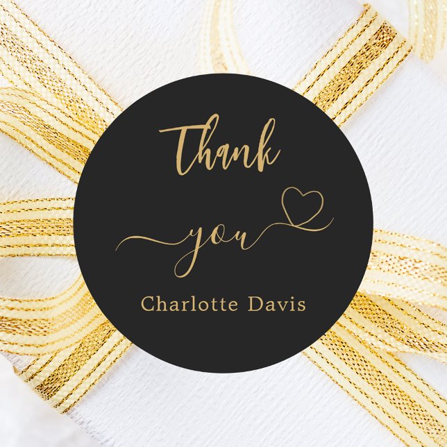 Adesivo Redondo Muito obrigado, meu nome de ouro negro (Criador carregado)