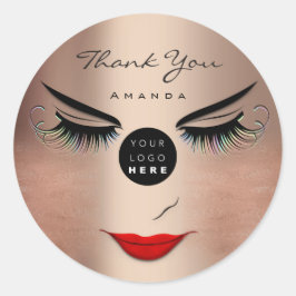 Adesivo Redondo Muito obrigado Nome Eyelash Sweet 16th PinkLogo Qr