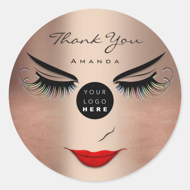 Adesivo Redondo Muito obrigado Nome Eyelash Sweet 16th PinkLogo Qr (Frente)