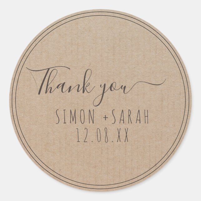 Adesivo Redondo Muito Obrigado Vintage Simple Trendy Kraft (Frente)