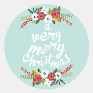 Adesivo Redondo Muito uma hortelã floral do Feliz Natal