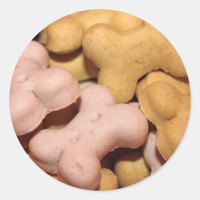 Adesivo Redondo Muitos tratamentos para cães, biscoitos, ossos (Frente)