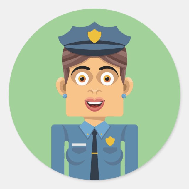 Adesivo Redondo Mujer policia (Frente)