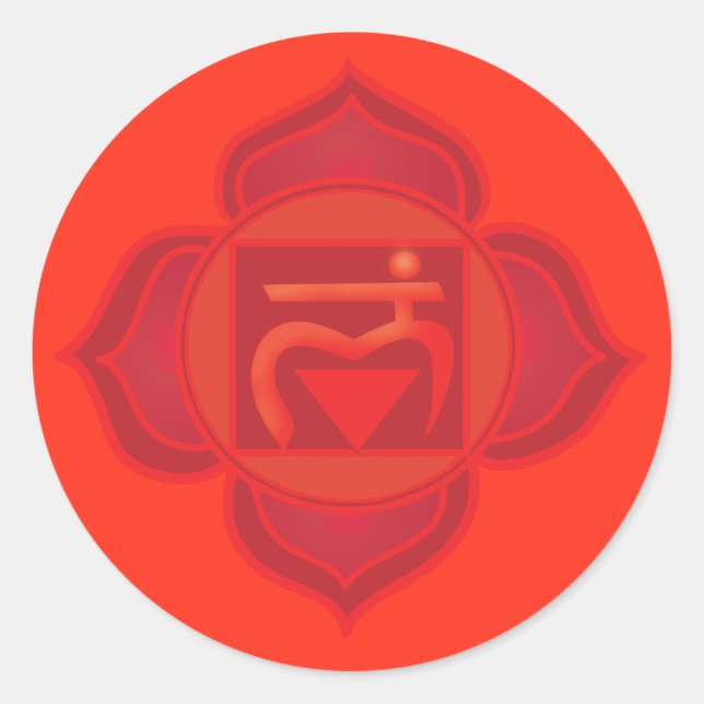 Adesivo Redondo Muladhara chakra Classic Round Sticker, brilhante (Frente)