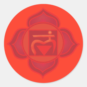 Adesivo Redondo Muladhara chakra Classic Round Sticker, brilhante