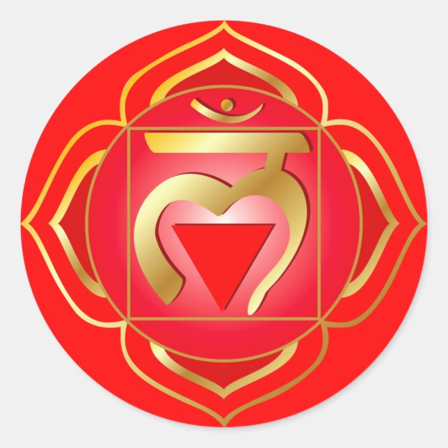 Adesivo Redondo muladhara ou raiz chakra Sticker (Frente)