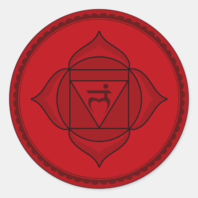Adesivo Redondo muladhara ou raiz chakra Sticker (Frente)