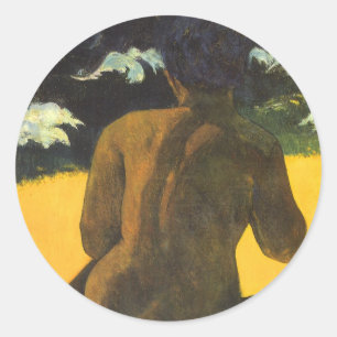Adesivo Redondo Mulher à Beira-Mar de Paul Gauguin, Arte Fino Anti