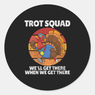 Adesivo Redondo Mulher Ação de Graças Correndo Trot Squad na Turqu