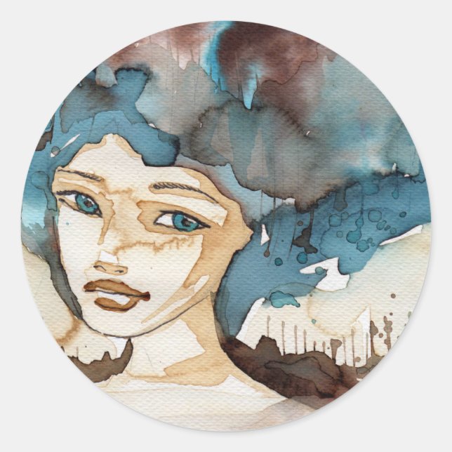 Adesivo Redondo Mulher Azul (Frente)