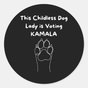 Adesivo Redondo Mulher-Cão Sem Fios Vota Kamala-harris 2024 3