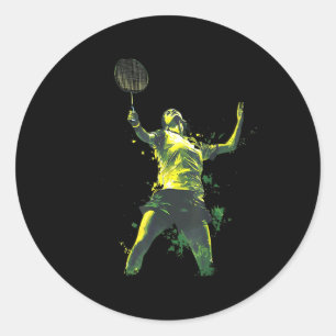 Adesivo Redondo Mulher Cheia de Ação Jogando Badminton 