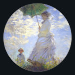 Adesivo Redondo Mulher com Parasol por Claude Monet<br><div class="desc">Por favor,  visite minha loja para obter design mais interessante e mais opções de cores. => zazzle.com/iwheels*</div>