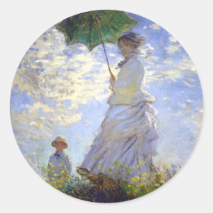 Adesivo Redondo Mulher com Parasol por Claude Monet