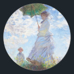 Adesivo Redondo Mulher com Parasol por Claude Monet<br><div class="desc">Mulher com Parasol por Claude Monet</div>