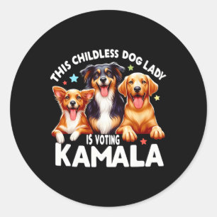 Adesivo Redondo Mulher De Cachorro Sem Filhos Vota Cachorro Kamala