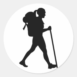 Adesivo Redondo Mulher de caminhada