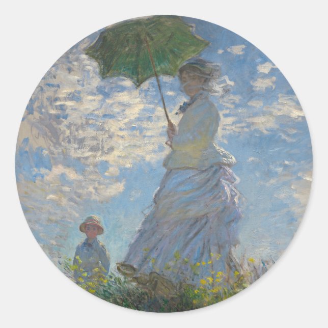 Adesivo Redondo Mulher de Claude Monet com Parasol (The Stroll) (Frente)