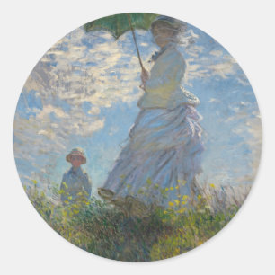 Adesivo Redondo Mulher de Claude Monet com um parasol 1875