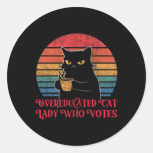 Adesivo Redondo Mulher De Gato Com Sobreescolaridade Que Vota Vint