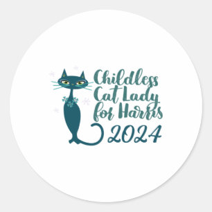 Adesivo Redondo Mulher De Gato Sem Fios Para Harris Sticker