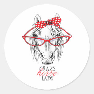 Adesivo Redondo Mulher do Cavalo Louco do Cavalo do Cavalo Bandana