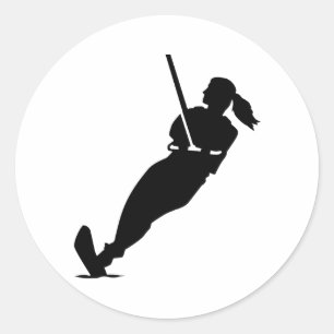 Adesivo Redondo Mulher do esqui aquático