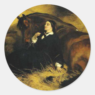 Adesivo Redondo Mulher e Cavalo