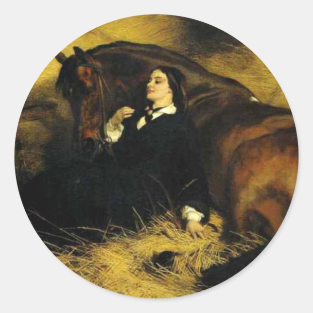 Adesivo Redondo Mulher e Cavalo (Frente)