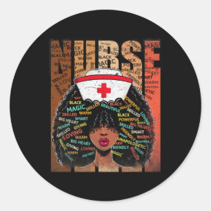 Adesivo Redondo Mulher Enfermeira Negra Afro Melanina Vintage Hist