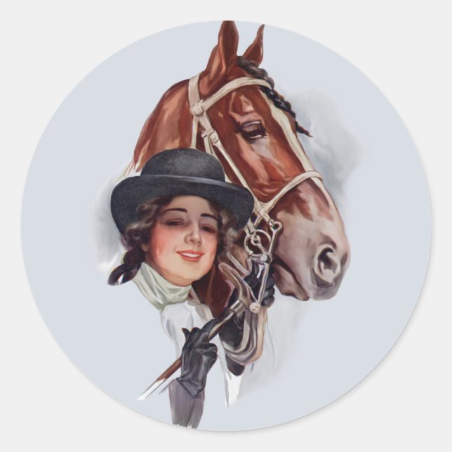 Adesivo Redondo Mulher Equestre (Frente)