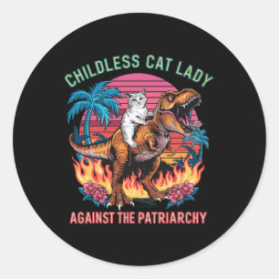 Adesivo Redondo Mulher Gato Sem Filhos Contra O Gato Patriarcado R