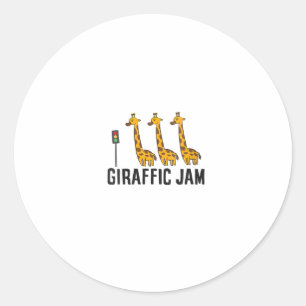 Adesivo Redondo Mulher Giraffic Jam Funny Giraffe Giraffe Pun Cute