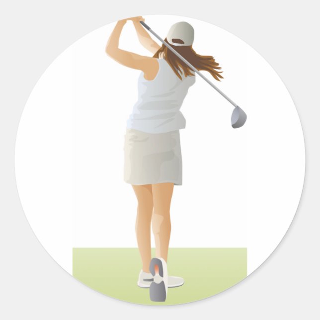 Adesivo Redondo Mulher Golfer (Frente)