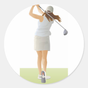 Adesivo Redondo Mulher Golfista