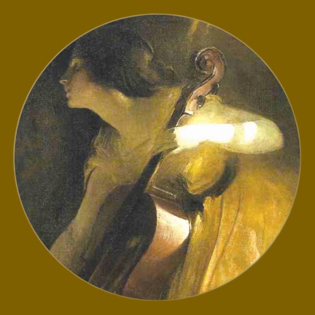 Adesivo Redondo Mulher Jogando Cello (Criador carregado)