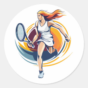 Adesivo Redondo mulher jogando ténis