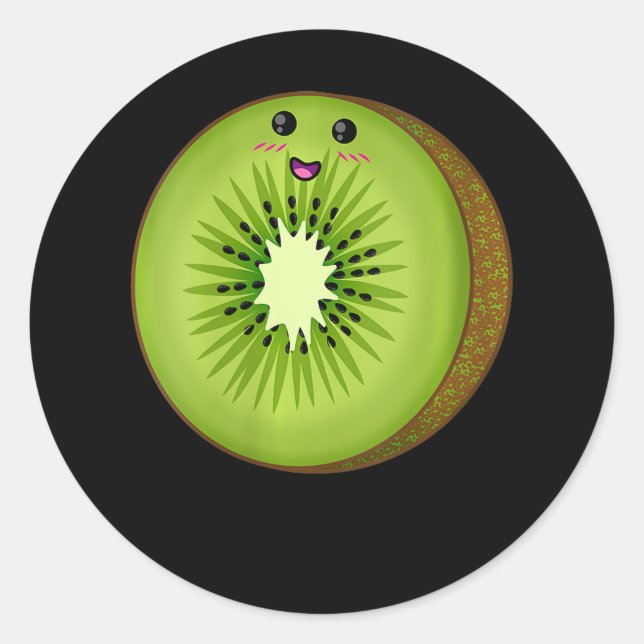 Adesivo Redondo Mulher Kiwi Comida de fantasia Fruta de Halloween  (Frente)