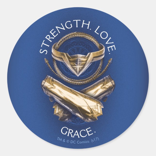 Adesivo Redondo Mulher Maravilha Tiara, Laço e Braceletes (Frente)