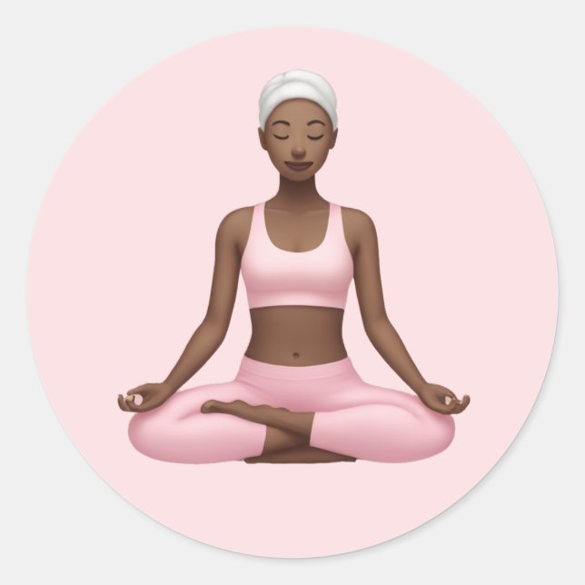 Adesivo Redondo Mulher Meditante Emoji - Arte Canja Yoga (Frente)