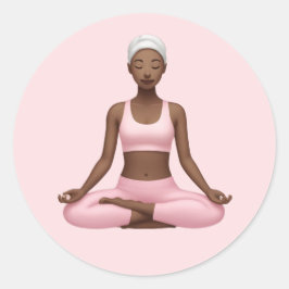 Adesivo Redondo Mulher Meditante Emoji - Arte Canja Yoga