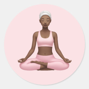 Adesivo Redondo Mulher Meditante Emoji - Arte Canja Yoga