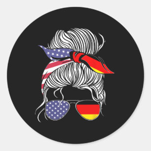Adesivo Redondo Mulher Menina Fla Orgulhosa Patriota Germano-Ameri