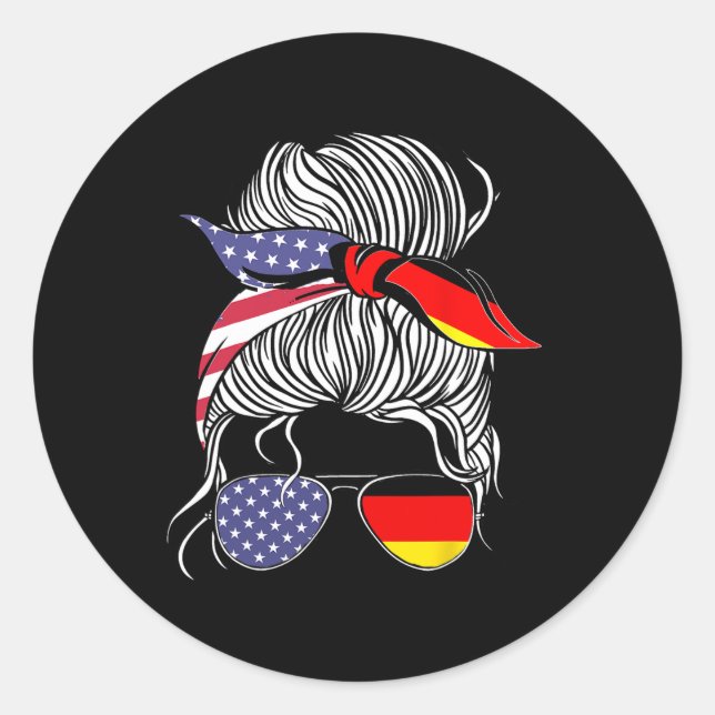Adesivo Redondo Mulher Menina Fla Orgulhosa Patriota Germano-Ameri (Frente)