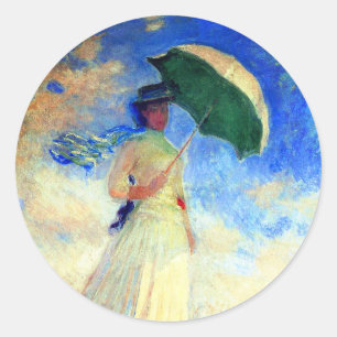 Adesivo Redondo Mulher Monet com Parasol à Direita