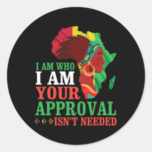 Adesivo Redondo Mulher Negra Africana Sou Quem Eu Sou A Sua Aprova