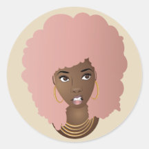 Mulher Negra, Afro Rosa com Expressão Irritada
